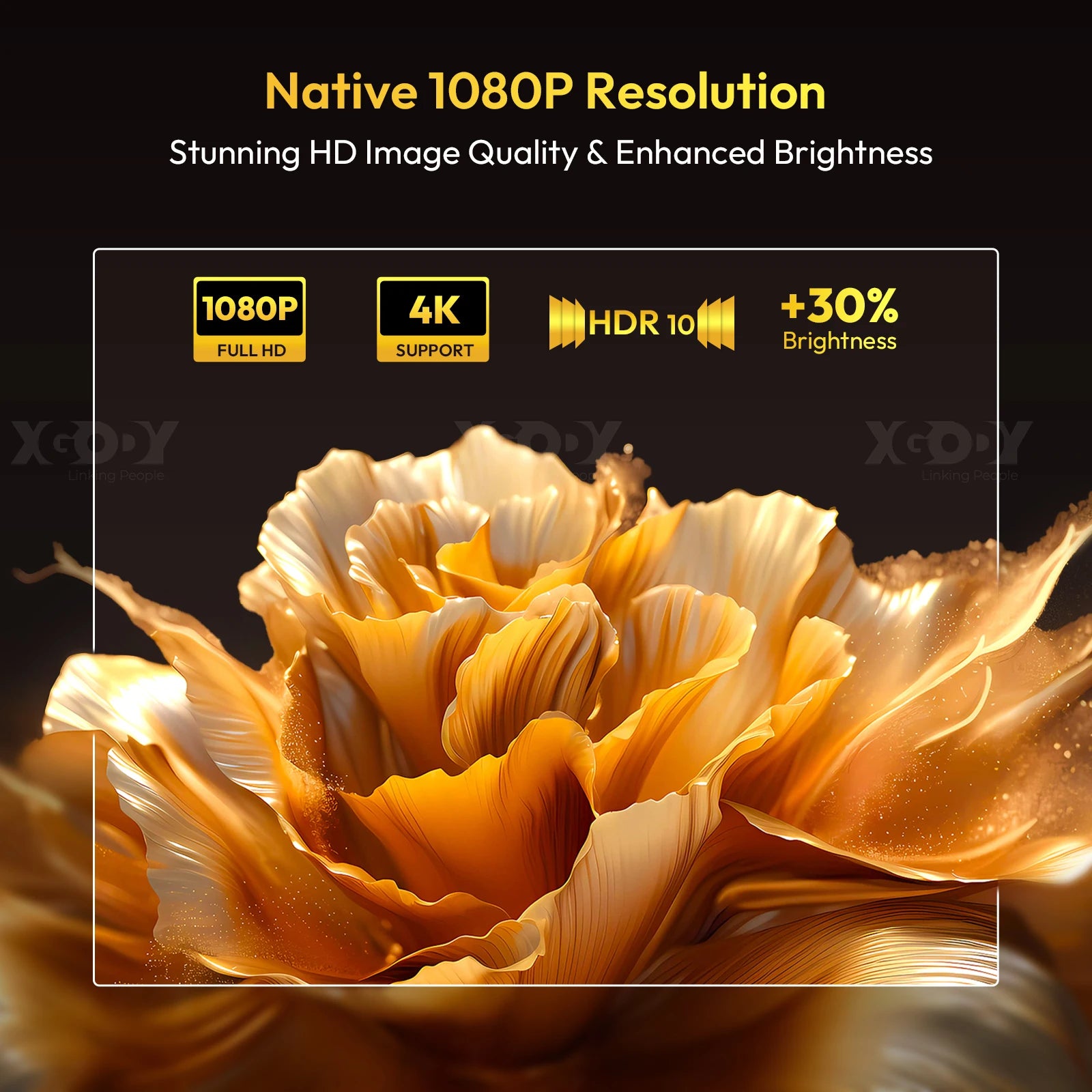 XGODY A6PRO Beamer 650 ANSI 4K Native 1080P Smart Projector Autofocus and Automatic Keystone Correction 360° Portable