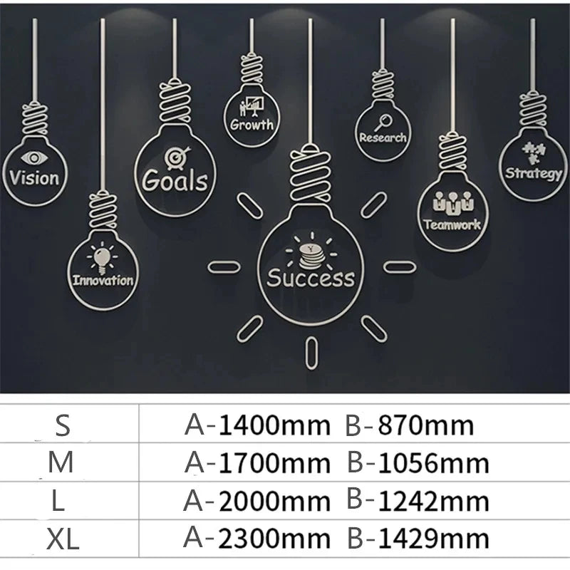 Office Wall Decor Painting 3D Stereo Acrylic Home Living Room Decor Wall Sticker Company Corporate Inspirational Wall