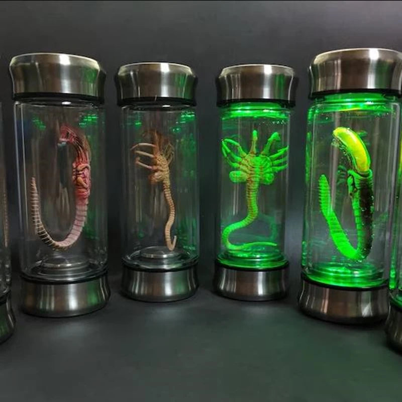 Alien Glow Jar Xenomorph Specimen Facehugger Embryo Glass Jar Movie Prop Replica Home Decor Desktop Crafts Sculpture