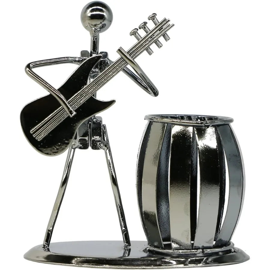 Pen Holder for Desk Guitar Style Peil Holder for Men Gifts Cute Metal Pen Cup for Office Decor Desktop Organizer Desk