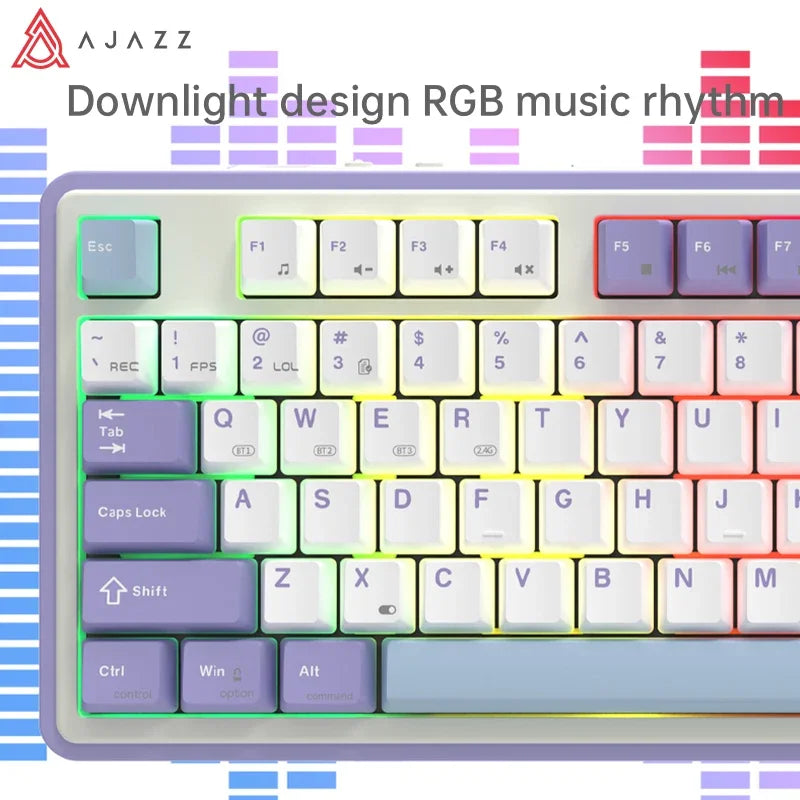 Ajazz Ak870 RGB Gaming Mechanical Keyboard Hot Swap 84 Keys Wireless Bluetooth 2.4G Wired Keyboards TFT FOR Desktop