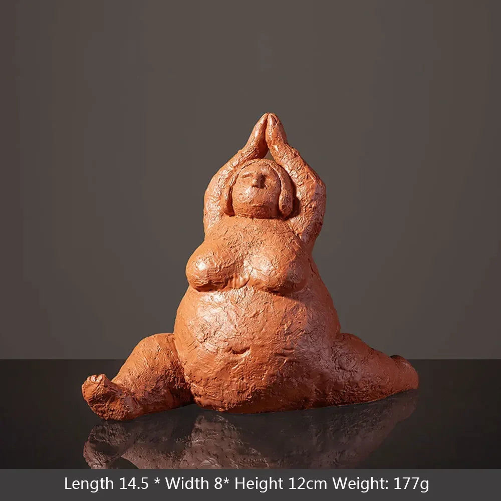 Resin Abstract Fat Lady Yoga Statue Home Decor Decoration Room Figurines For Interior Desk Accessories Sculptures