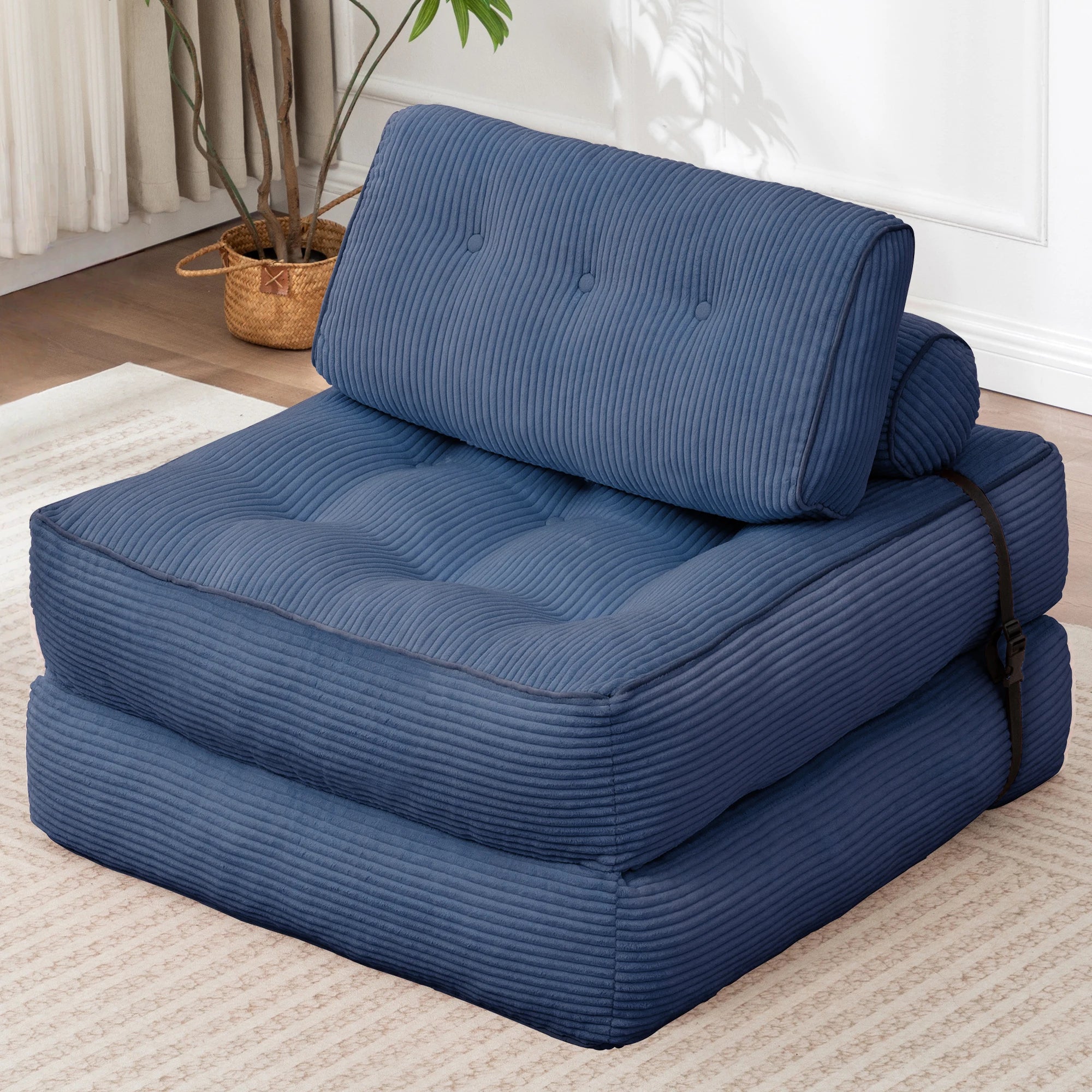 KORSER Convertible Floor Couch for Adult with Pillow Folding Sofa Bed Comfort Floor Sofa Portable Sleeper Chair