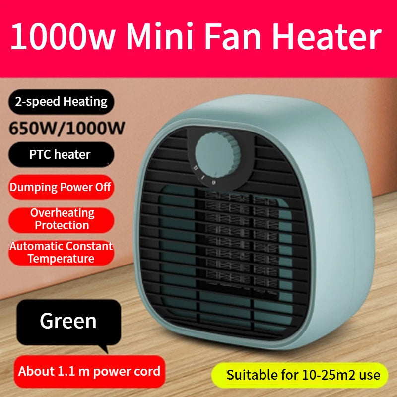 Portable Mini Heater Compact Electric Heater for Office Fast Heating High-Power Desktop Fan Ideal for Home