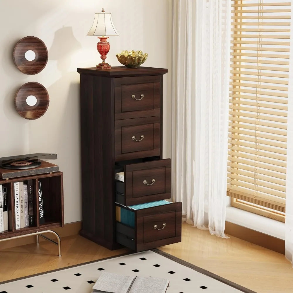 4-Drawer File Cabinet Vertical Wood Filing Cabinet for A4/Letter/Legal Files Tall File Storage Printer Stand