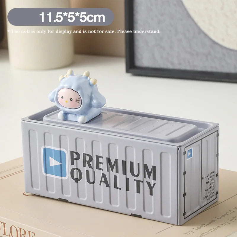 Mini Compact Iron Storage Container - Creative Desktop Organizer Desk Organizer Metal Box for Rings Chargers Pens Coins