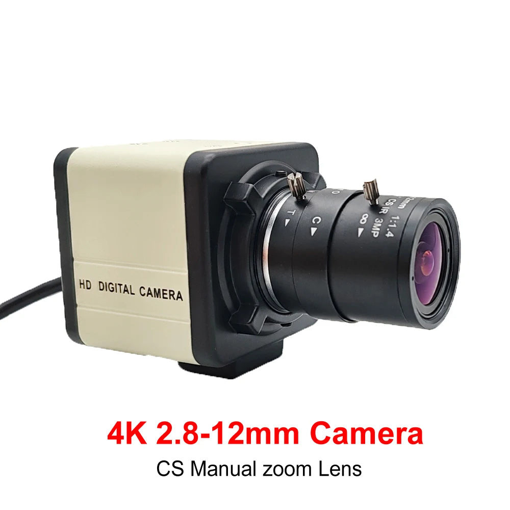 Industrial 4K 8MP CCD IMX415 USB Webcam 2K F5253 With 2.8-12mm Varifocal Lens USB2.0 PC Video Camera UVC OTG For Live