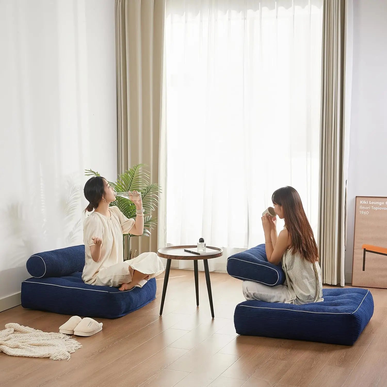 35.4x33.5 Inch Floor Pillow Large Round Floor Cushion with Removable Washable Cover - Ultra Soft Plush Filling