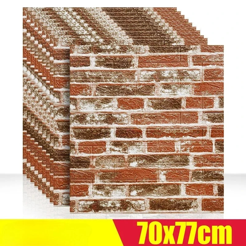 1/5/12pcs Foam 3D Wall Decor Sticker Waterproof Self-adhesive Brick Wallpaper DIY Living Room Wall Sticker Background