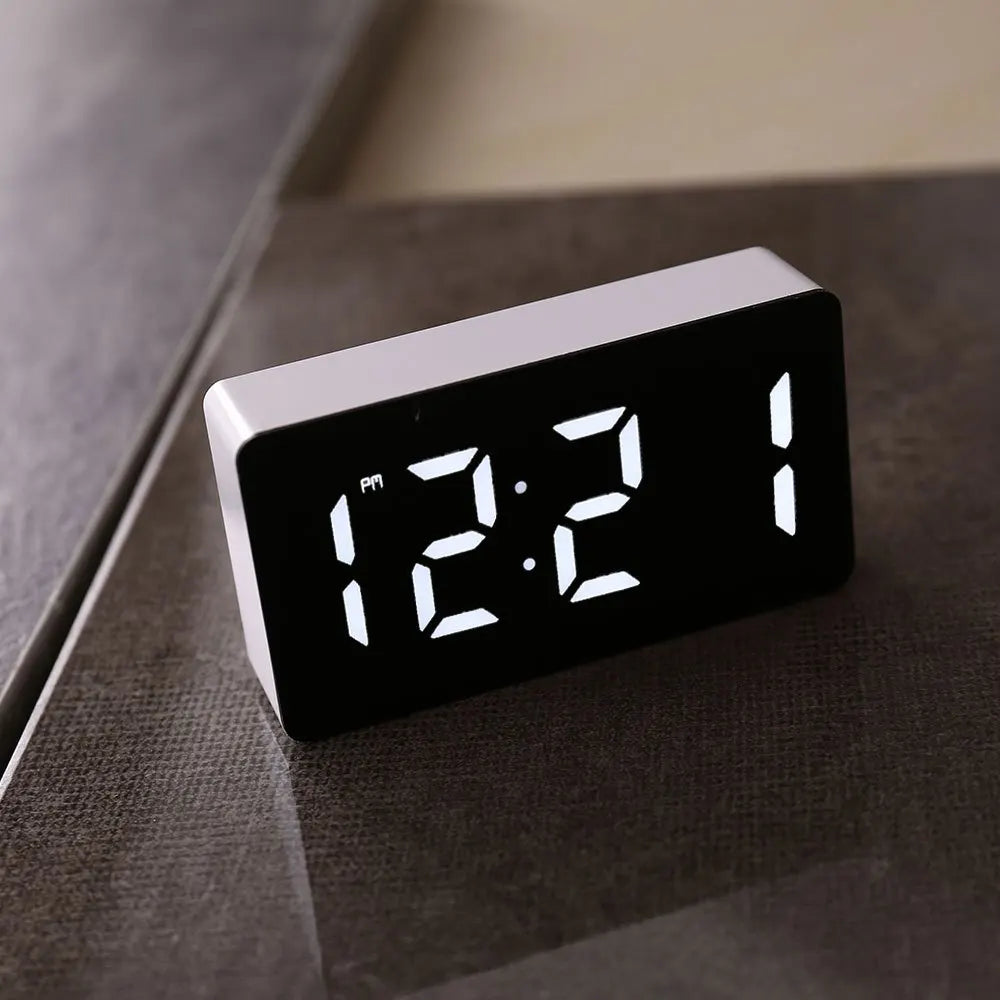 Mini LED Electronic Clock Mirror Watch Smart Small Alarm Clock Desk Digital Mini Table Clock for Bedroom Decoration