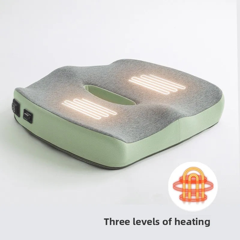Heated Cushion Memory Foam Orthopedic Lumbar Support Tailbone Pain Relief Office Chair Car Cushion for Women & Men