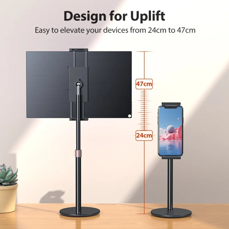 Portable Monitor Stand Height Adjustable Vesa Monitor Tablet Holder up to 24cm Standing Tablet Bracket Desk Mount Wider