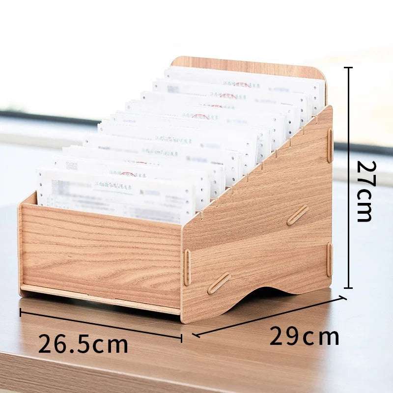 Financial Accounting Document Storage Box Single Receipt Organizer Desktop Storage Box Industrial Sle Wood Made