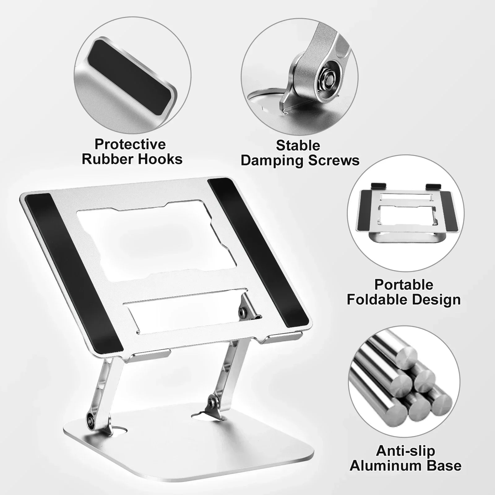 360° Rotatable Laptop Holder Aluminum Alloy Anti Slip Breathable Desktop Flat Stand For iPad Galaxy Tab Macbook Book