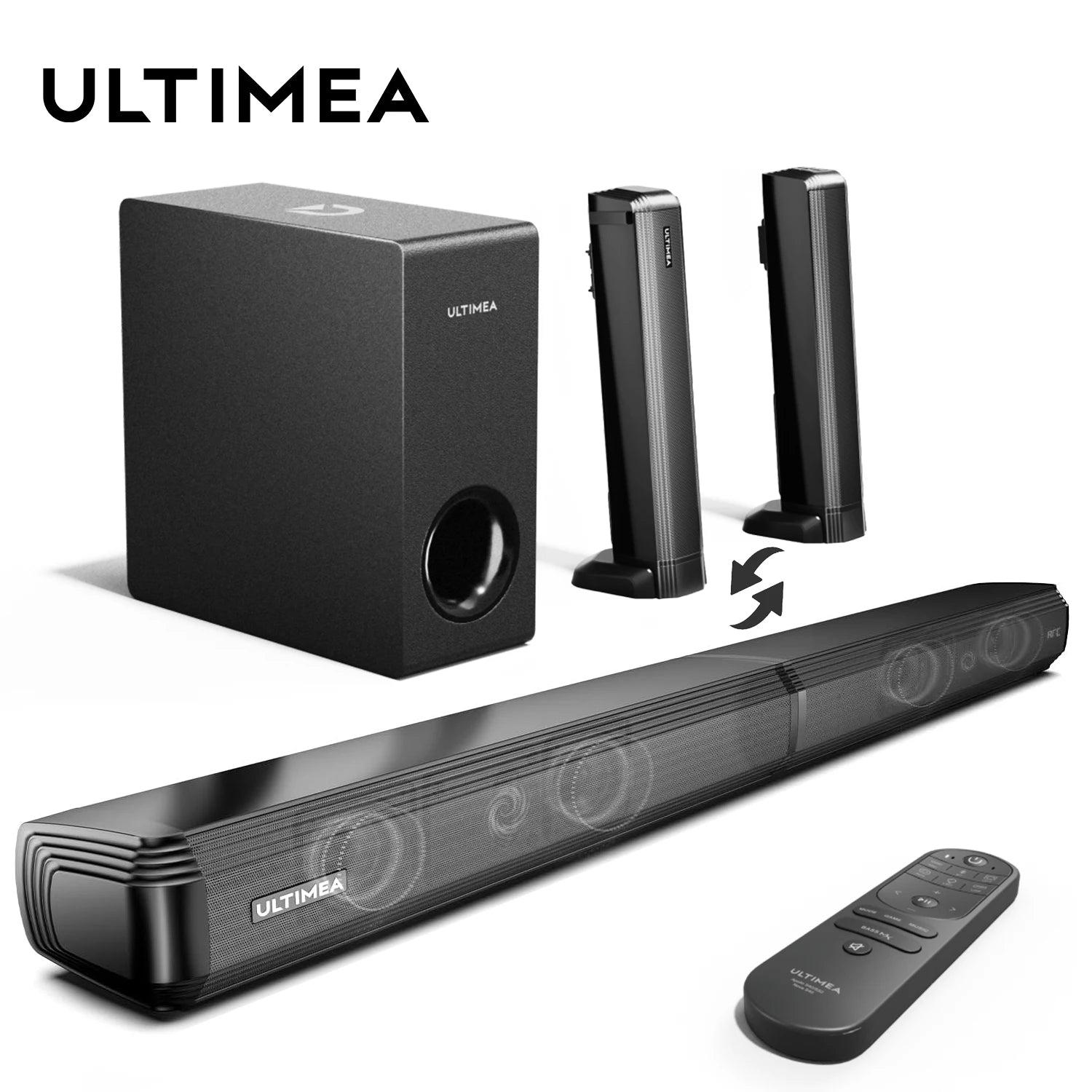 ULTIMEA 200W 4.1ch Soundbar with Subwoofer,2-in-1 Detachable Bluetooth 5.3 Soundbar for Smart TV,Home Theater Bluetooth