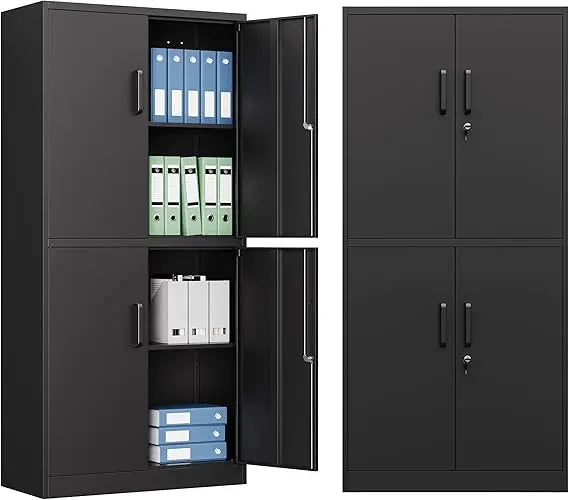 Metal Storage File Cabinet with 4 Doors Steel Storage Cabinet with Locking Doors and 5 Shelves for Home Office Hospital