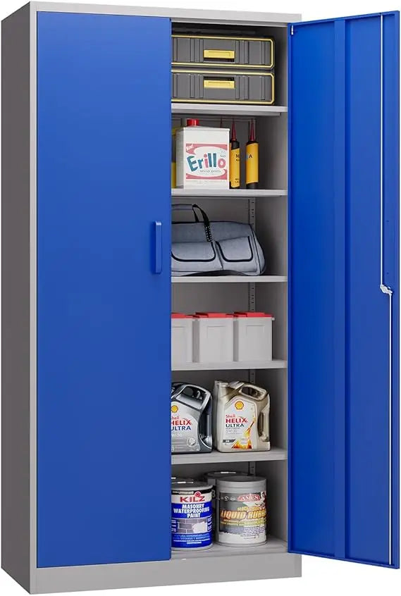 Metal Storage File Cabinet with 4 Doors Steel Storage Cabinet with Locking Doors and 5 Shelves for Home Office Hospital