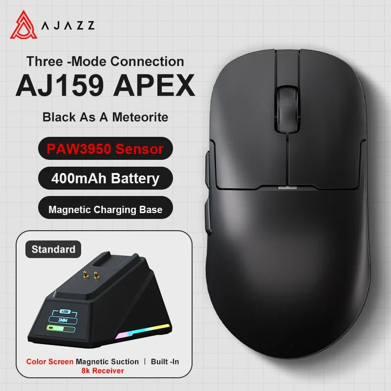 AJAZZ AJ159 APEX/AJ159PRO Wireless Gamer Mouse with RGB Magnetic Charging Base Lightweight AJ159P Gaming Mouse for PC
