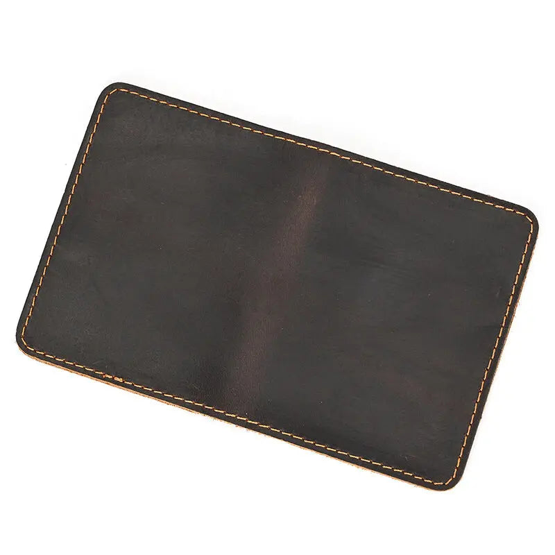 Retro Simplicity Cardbag Mens Credit Card Holder Handmade Short Ultra Thin Slim Portable Crazy Horse Leather ID Cover