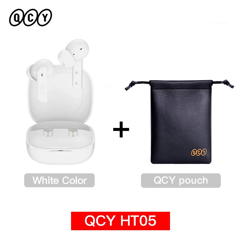 NEW QCY HT05 ANC Wireless TWS Bluetooth 5.2 Earphones 40dB Active Noise Cancellation Headset 6 Mic ENC HD Call TWS