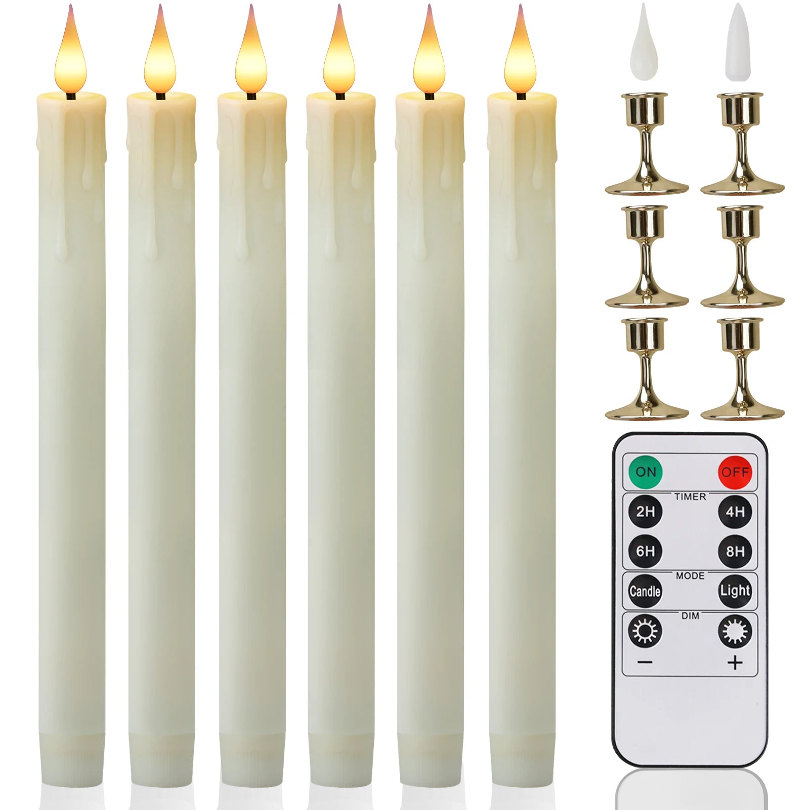 LED Flameless Taper Candles Lights Timer Remote 3D Wick Christmas Simulation Candles Window Candles Long Electric