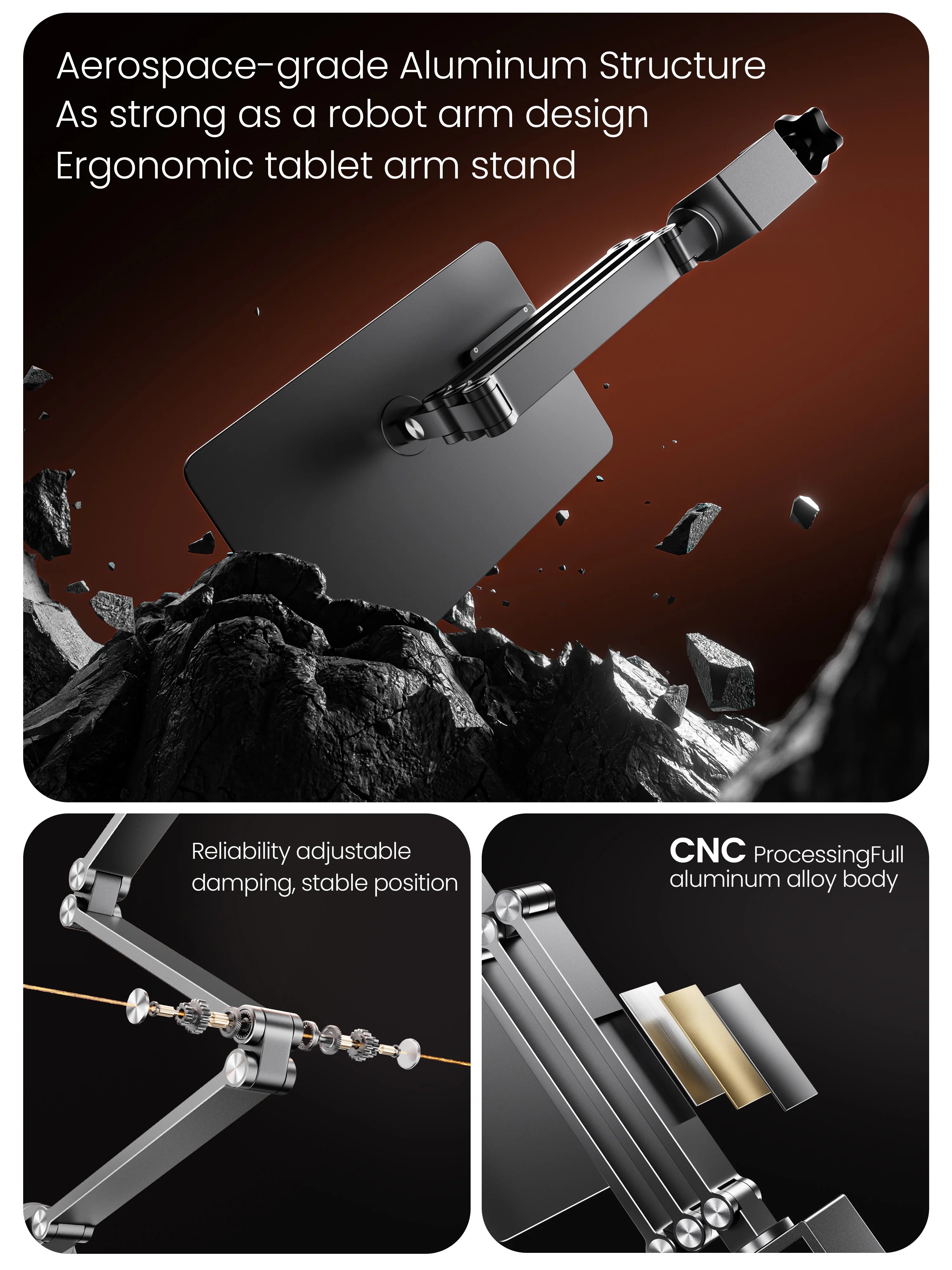 LULULOOK Magnetic Wireless Charger Stand For iPad Pro M5 M4 13/12.9/11/M2 iPad Air 5/4 Foldable Arm Holder Aluminum