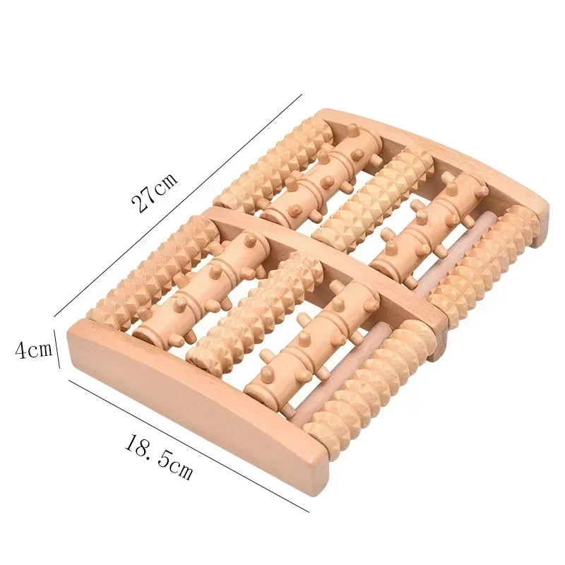 Wooden ten row large roller foot massager for hand massage household foot massager Relieves Fatigue Pain and Fasciitis