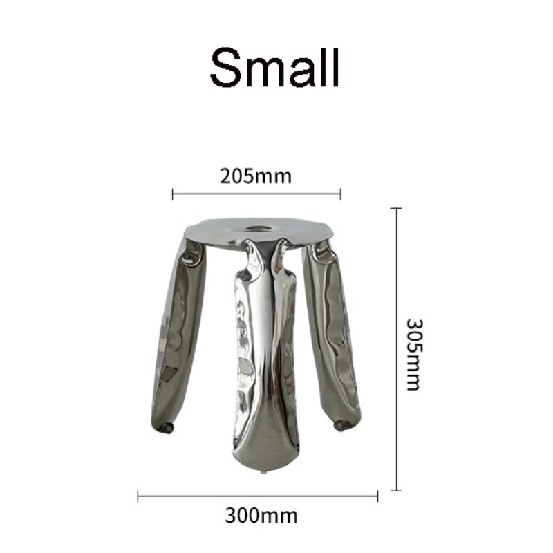 Living Room Modern Footrest Interior Round Luxury Art Stainless Steel Balloon Stool Metal Three-legged Design Low Stool