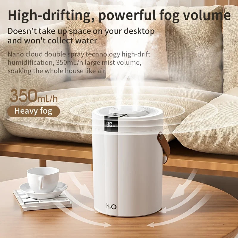 1.5L Dual-Mist Spray Humidifier Wireless Quiet Portable Air Humidifier with Night Light Suitable for Home,office