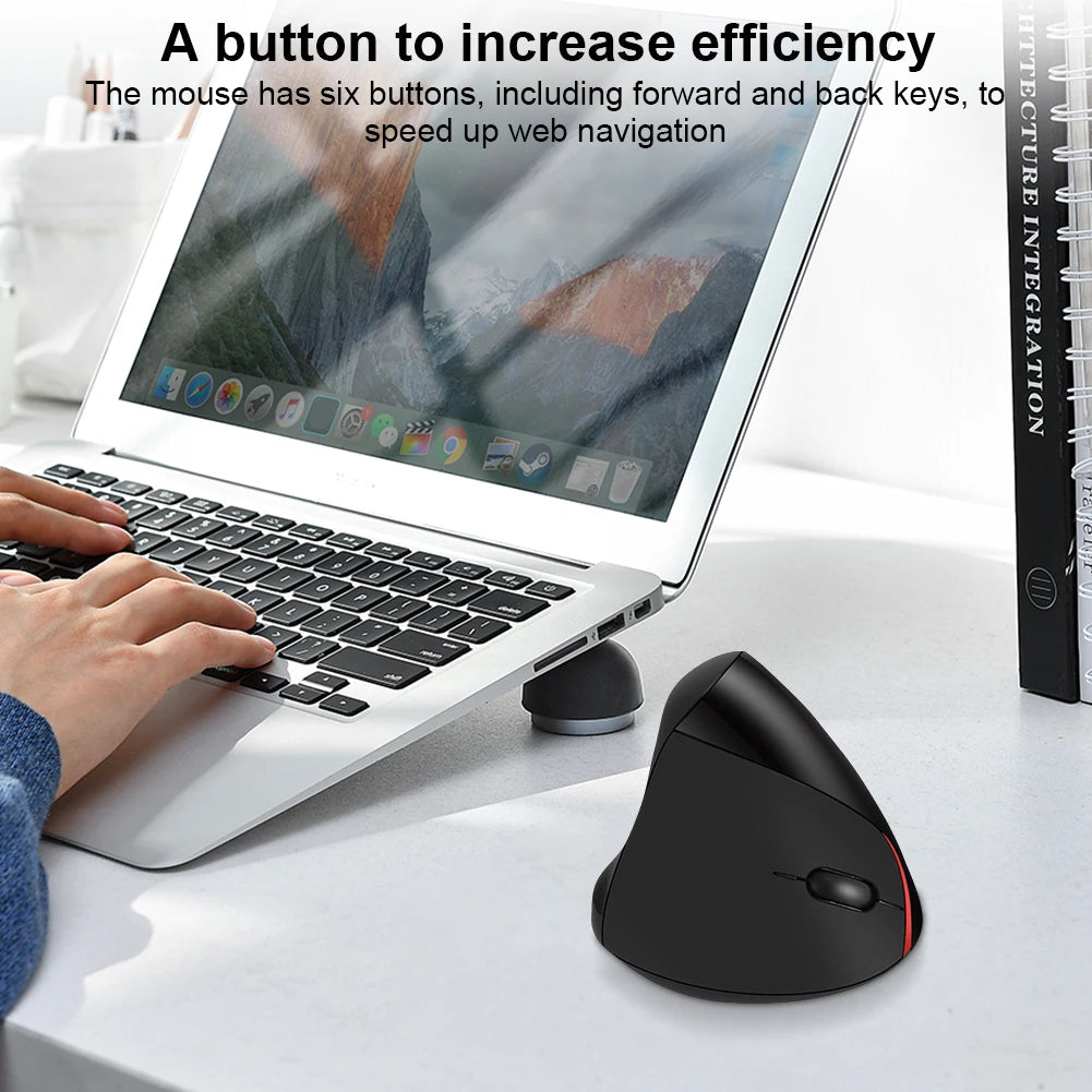 2.4G Vertical Wireless Mouse Rechargeable Wireless Vertical Ergonomic Optical Mouse 2400 DPI 6 Buttons for PC Laptop