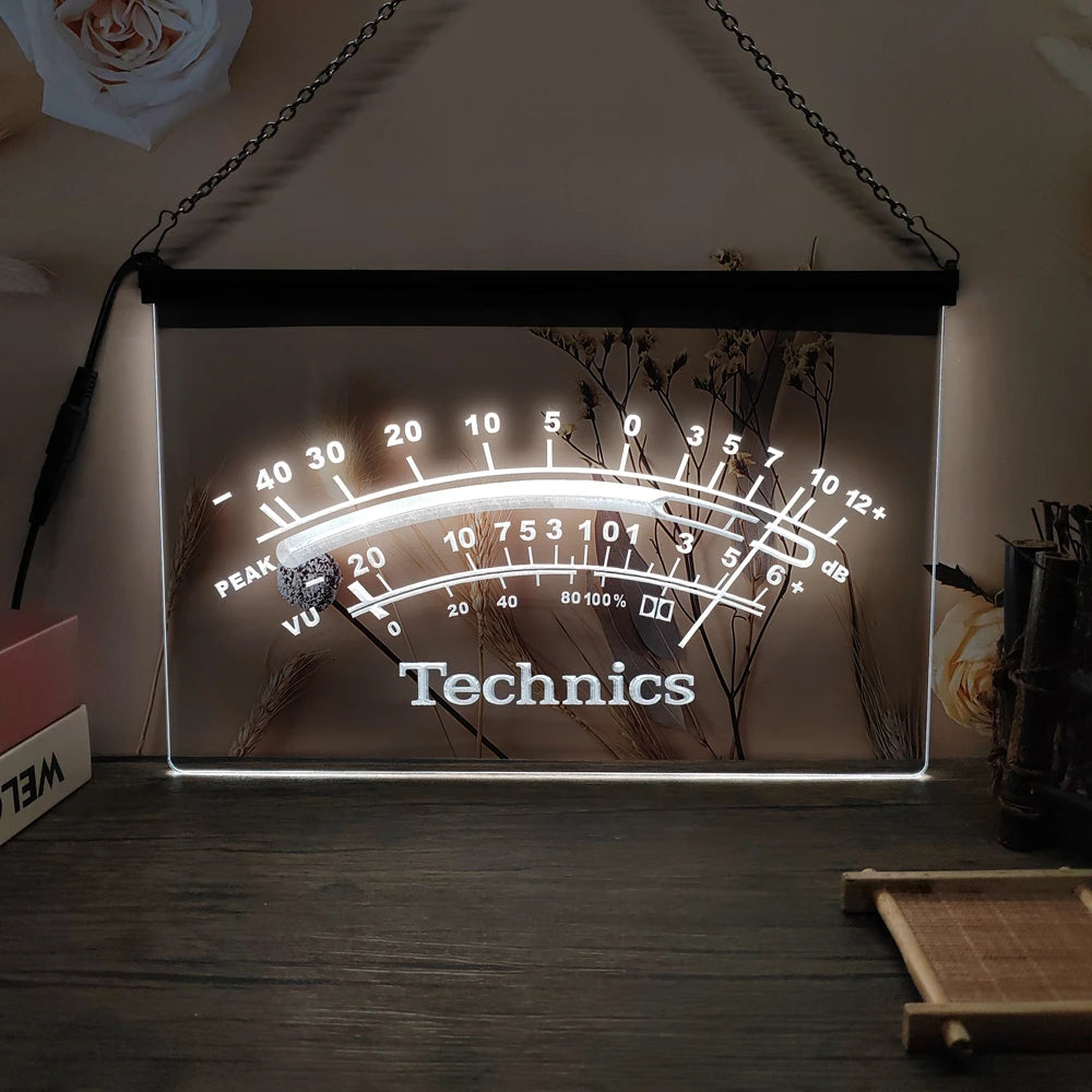 Technics Peak VU dB LED Neon Sign-3D Carving Wall Art for Home,Room,Bedroom,Office,Farmhouse Decor - White / EU-30x20cm