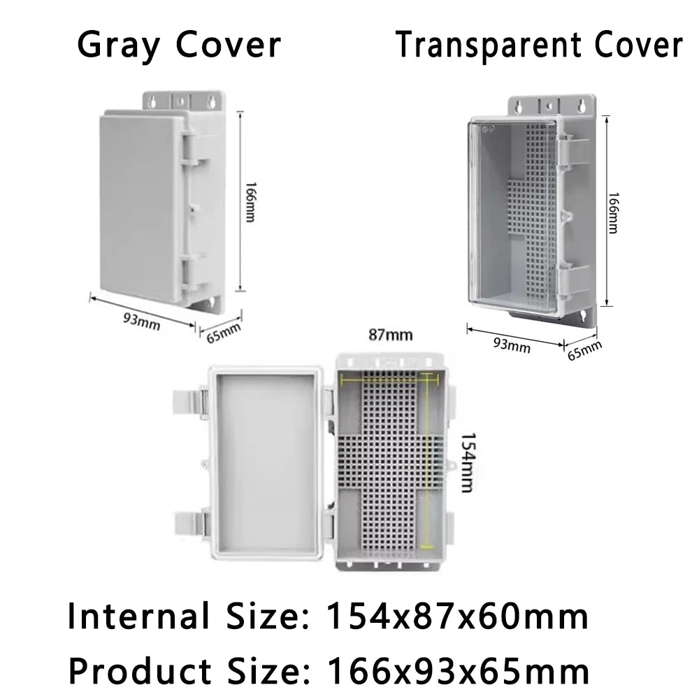 IP66 Waterproof Plastic Box ABS Wire Junction Box Gray/Transparent Cover Enclosure Outdoor Electronic Engineering