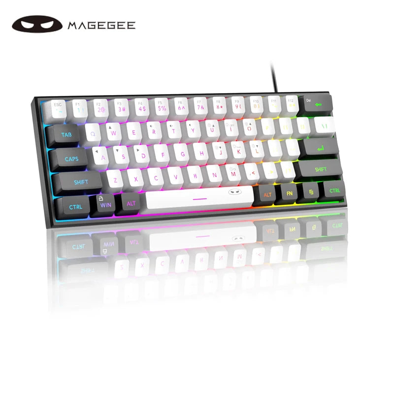 MageGee TS91 60% Compact Wired Keyboard 61 Keys RGB Backlight Membrane Keyboard For Windows PC Office laptop Computer