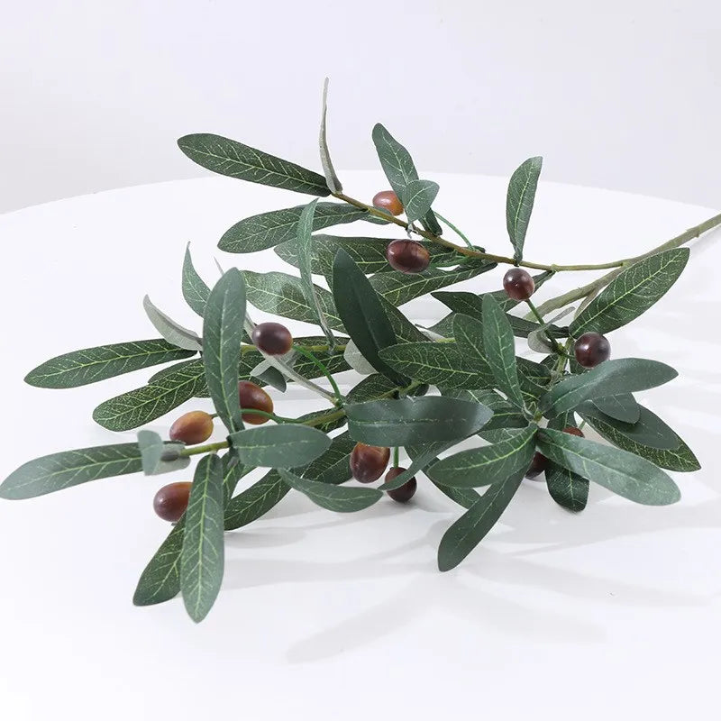 Artificial Olive Branches Leave With Fruits for Home Wedding Decoration Accessories Christmas Diy Vase Green Fake