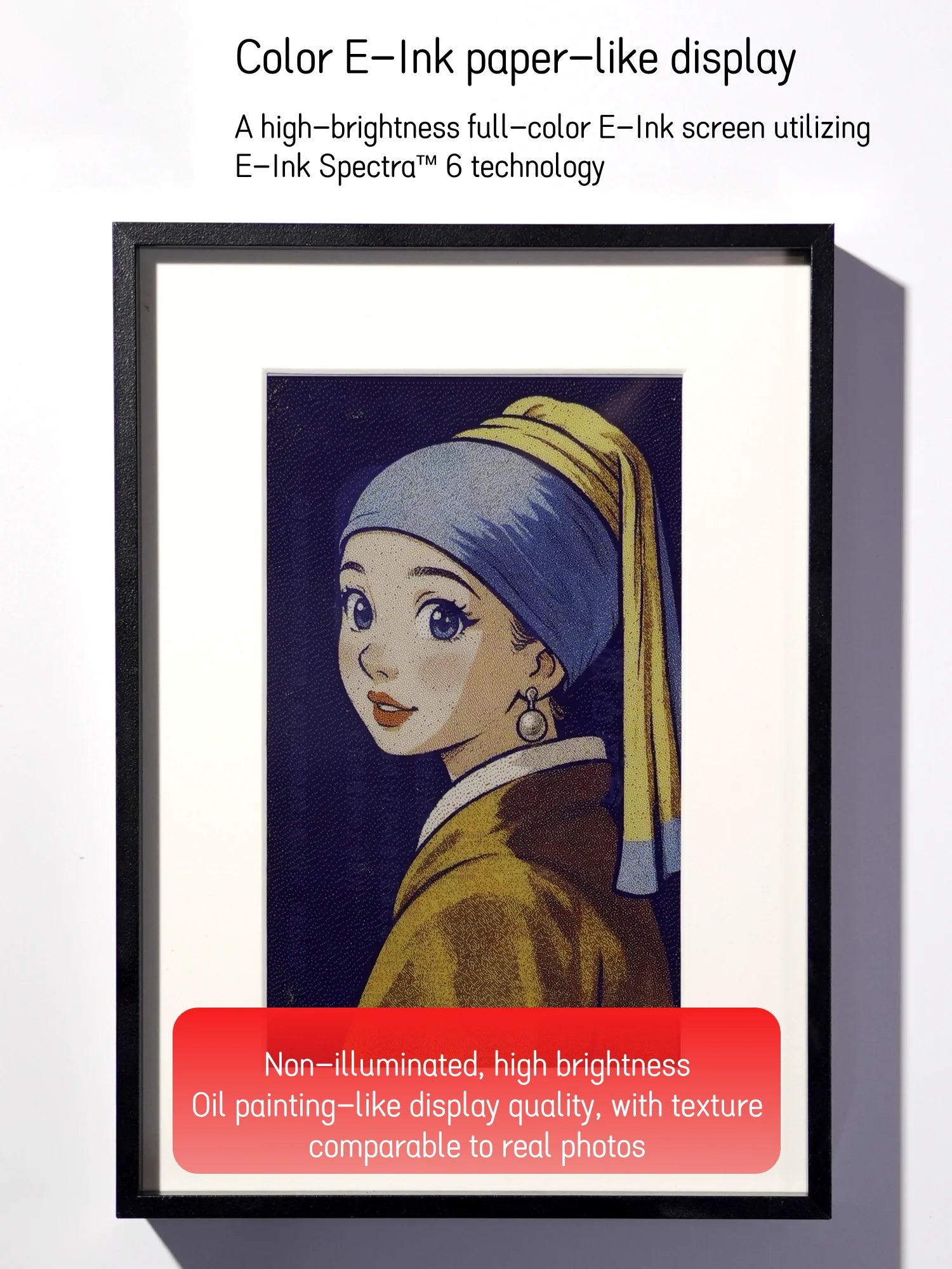 Hindetel 7.3 inch Color digital E-Ink wooden art Picture frame wall mounted AI generate for home office