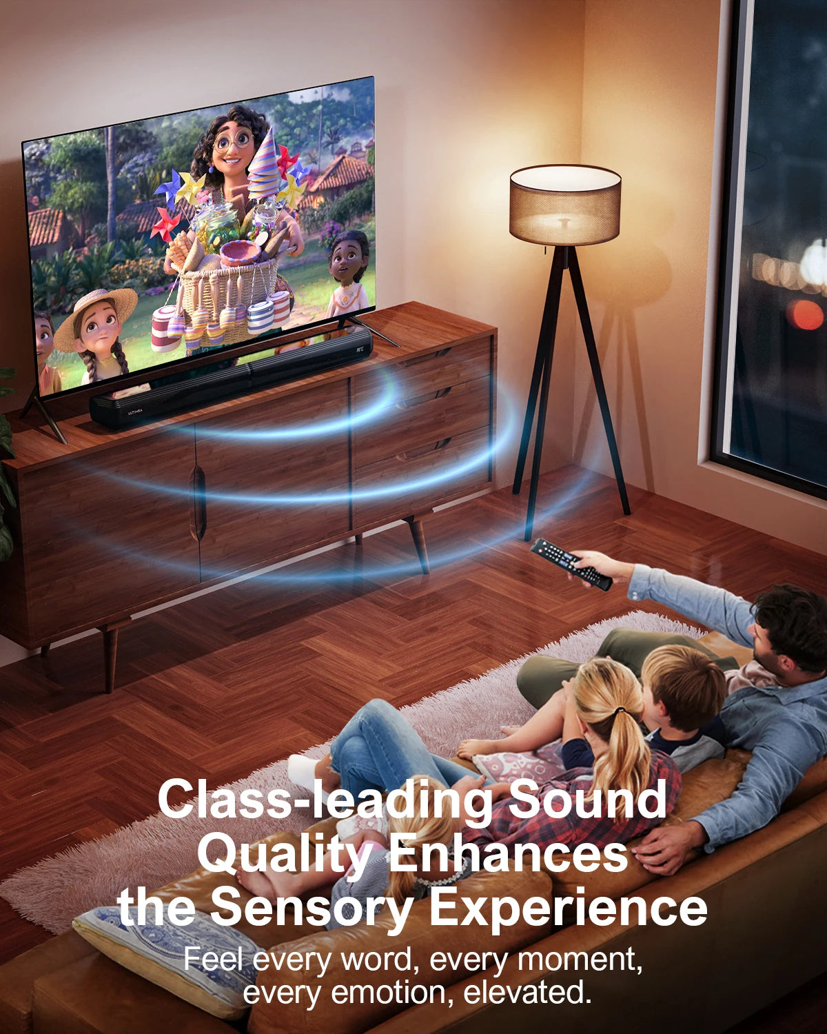 ULTIMEA 2.2ch Soundbar for TV Peak Power 100W 2-in-1 Detachable Bluetooth 5.3 Soundbar for TV 3 EQ Modes Bass Adjustable