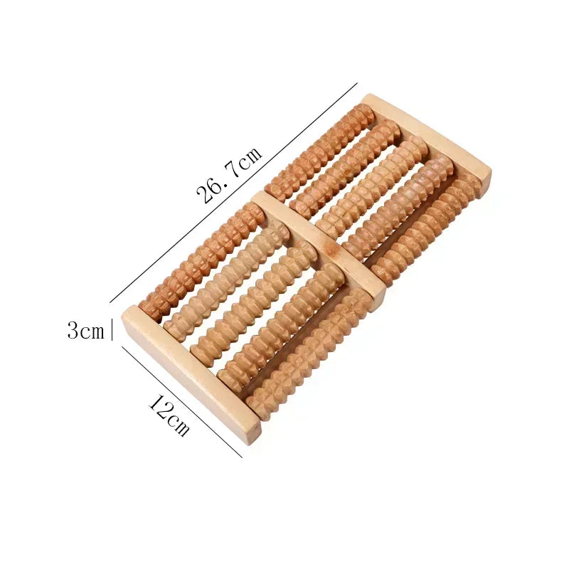 Wooden ten row large roller foot massager for hand massage household foot massager Relieves Fatigue Pain and Fasciitis