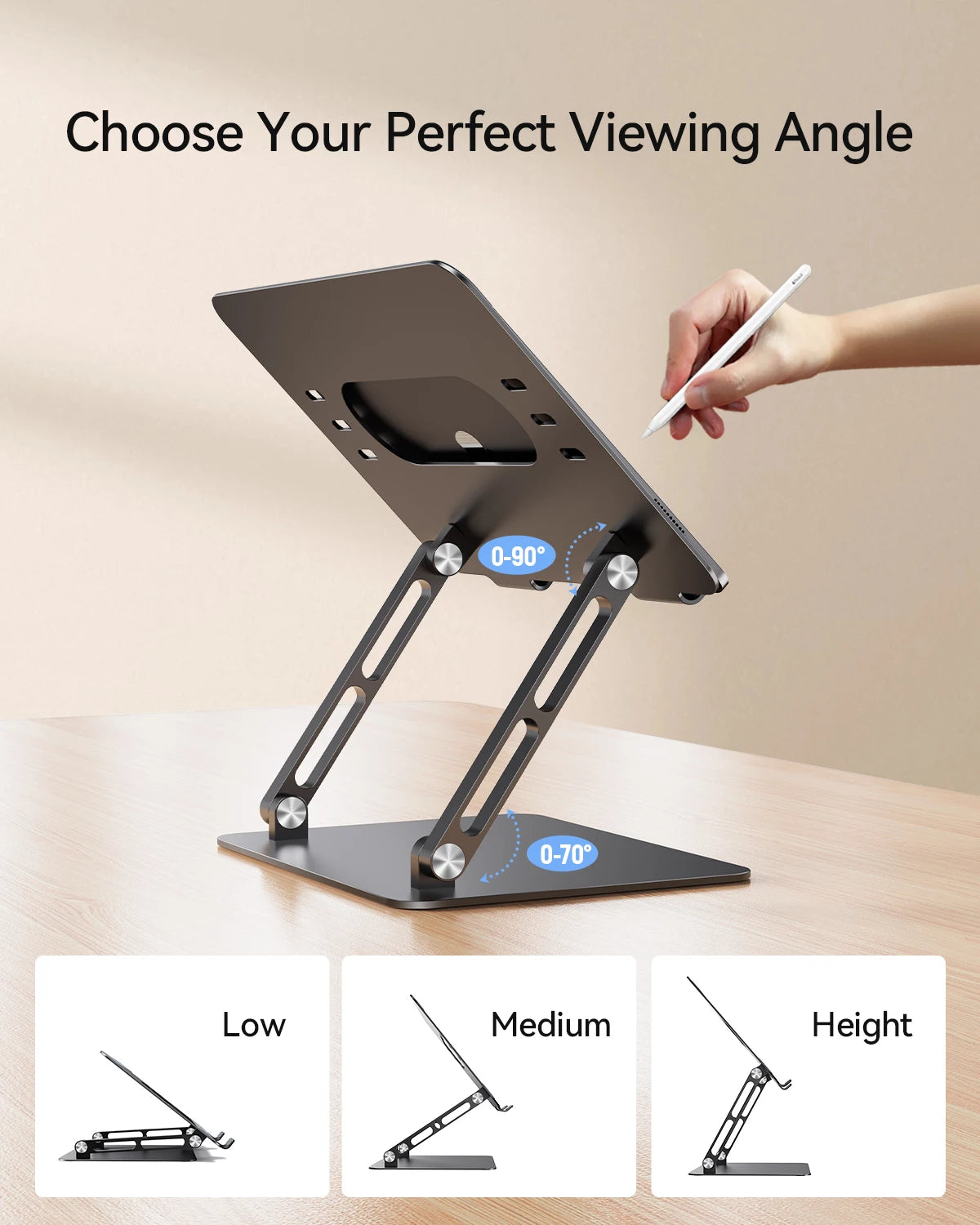 ST05 Laptop Stand Adjustable Aluminum Laptop Stand for Desk Ergonomic Computer Riser Sturdy Notebook Stand Laptop