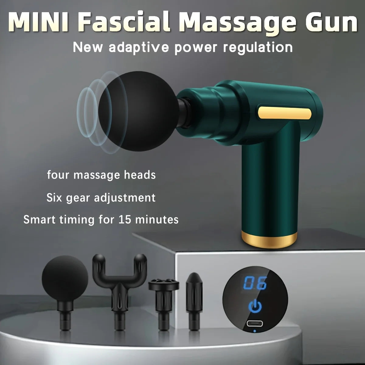 Portable digital fascia gun convenient electric massager LED display screen with six adjustable levels,silent