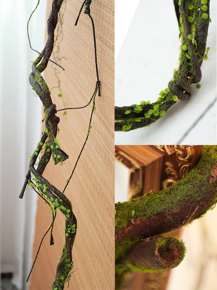 Wall Hanging Artificial Large Cherry Tree Trunk Bark Branches Fake Creeper Plants Moss Twig Vine Liana Garden Outdoor