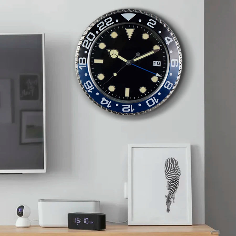34cm Luxury Creative Wall Clock Modern Metal Design Art Wall Clock Home Large Digital Luminescent Bedroom Decoration