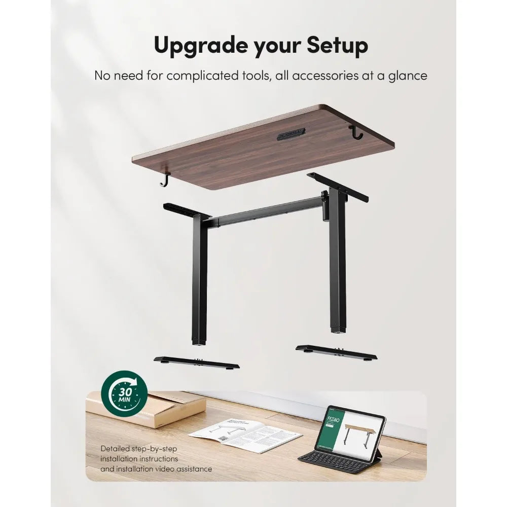 Standing Desk Adjustable Height Stand up Home Office Desk,Electric Standing Computer Desk with Memory Presets Fixable