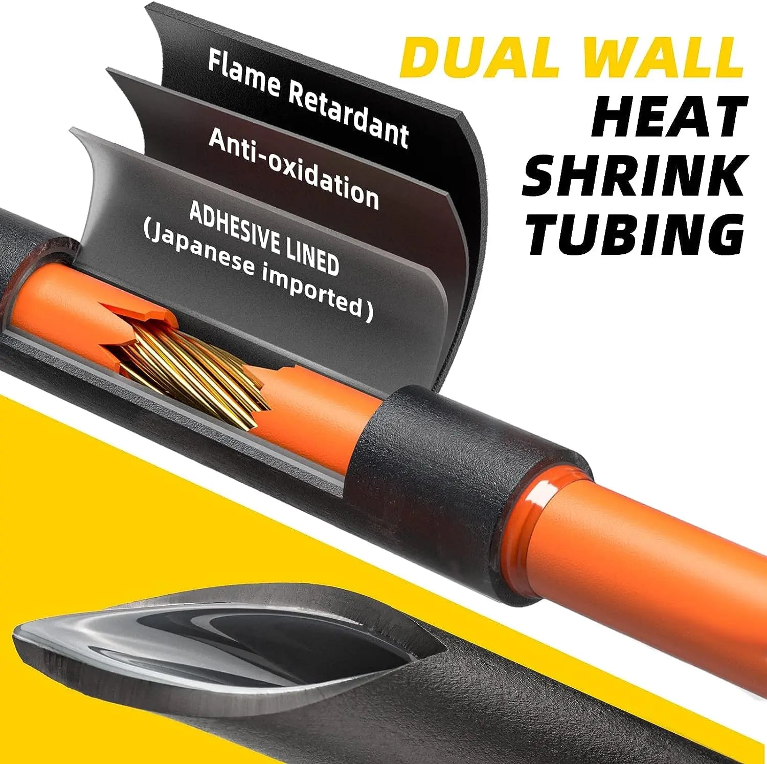 Φ4mm to Φ52 Heat Shrink Tubing-4:1 Ratio Dual Wall Adhesive Lined Shrinkable Wire Wrap Tube Waterproof Industrial Black