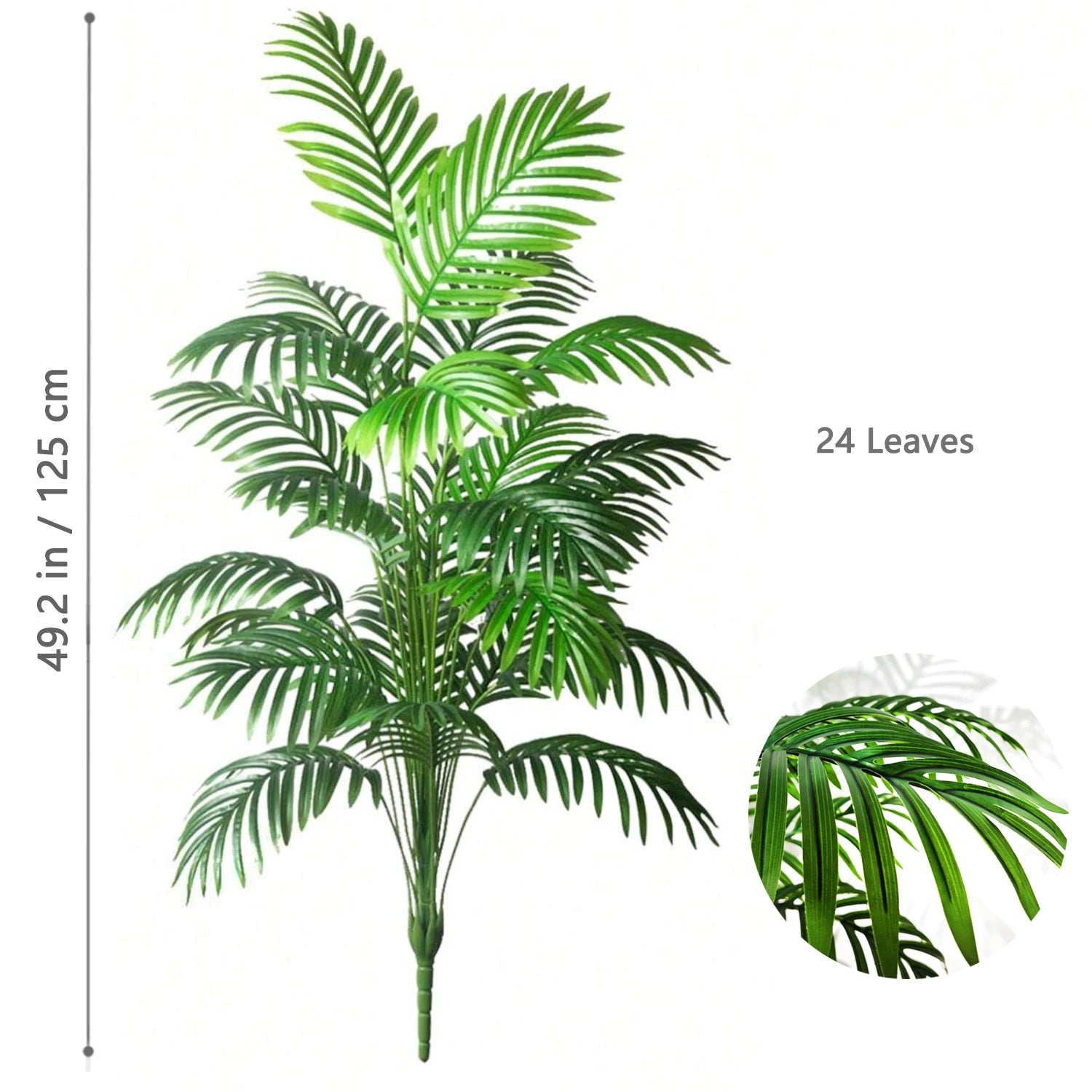 68-125cm/49.2in Artificial Areca Palm Plant Fake Tropical Leaves Fake Yellow Palm Indoor Home Office Decor