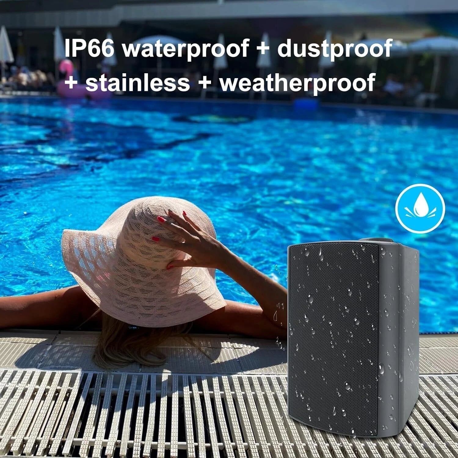 Herdio 2PCS 4’’ 200W Wall Mount Outdoor Passive Speakers Waterproof Powerful Bass Expansive Stereo Sound Coverage