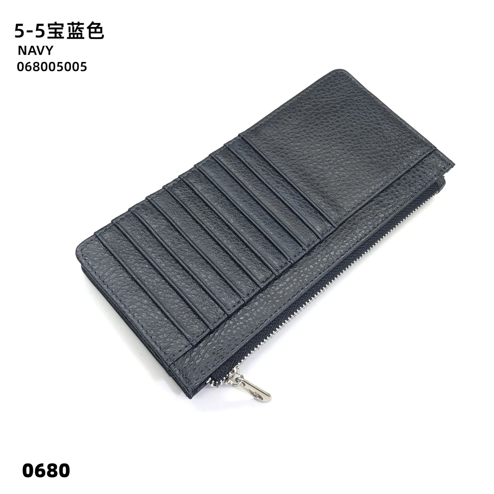 Large Capacity Long Zipper Card Holder Custom Letters Genuine Leather Men Credit Card Wallet Business Women Phone