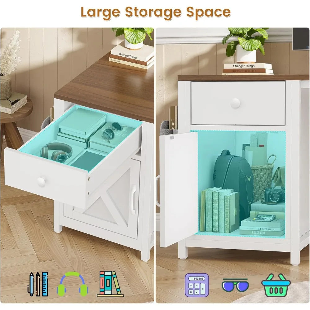 63 L shaped office desk convertible corner desk with drawers farmhouse computer desk with power board and storage