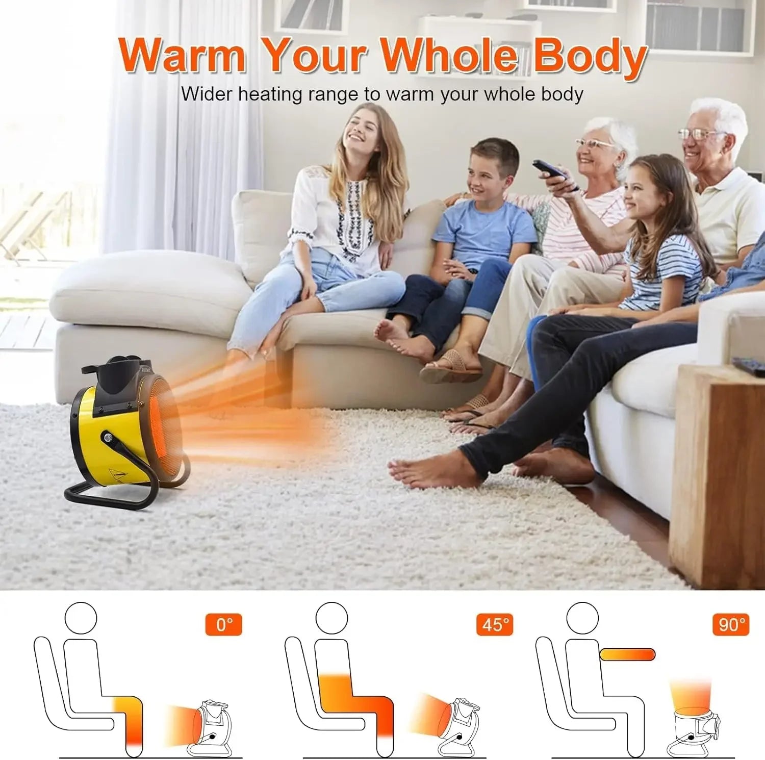 Electric Patio Heater - PTC Ceramic Space Heater Adjustable Thermostat Portable for Garage Greenhouse Office - United