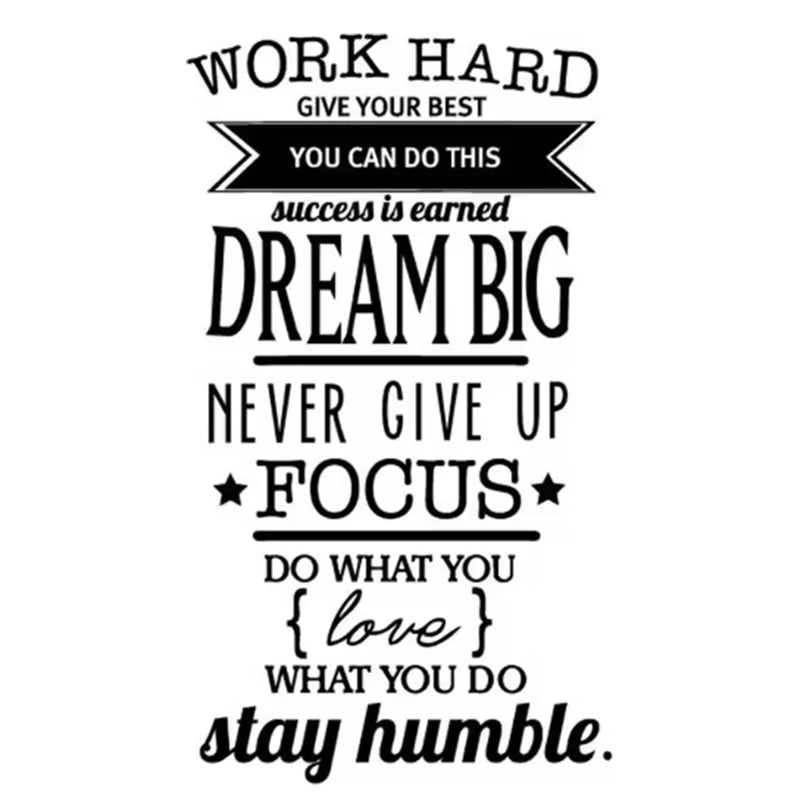 Large Size Office Motivational Quotes Wall Sticker Never Give Up Work Hard Inspirational Quote Wall Decals Office Wall