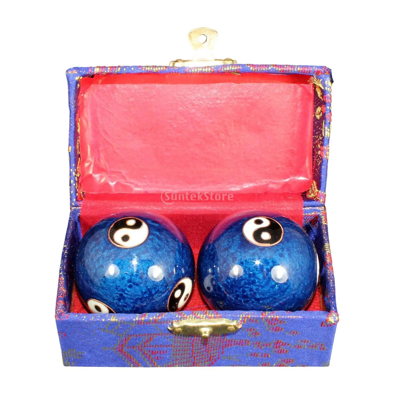 2pcs Chinese Baoding Balls With Fitness Seniors Finger Dexterity Massager Baoding Balls Relax - Gossip Blue 47mm